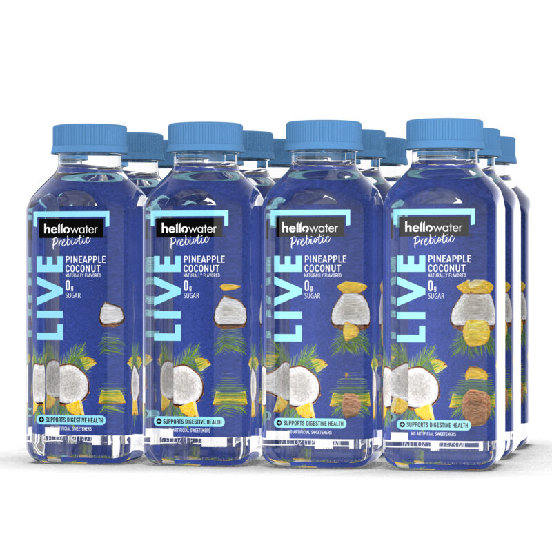 hellowater®Prebiotic Fiber Water - pack of 12 - LIVE - Pineapple Coconut